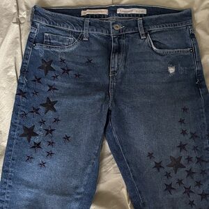 Pilcro Navy Straight-Leg Jeans with Star Motif